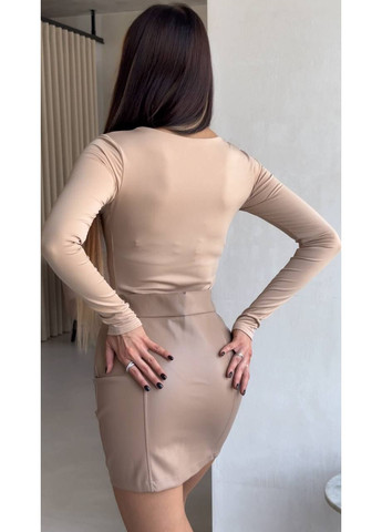 Шкіряна спідниця з акцентною блискавкою — Заміри в описі DK/DL Мода без кордонів (366420907)