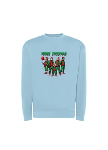 Голубой новогодний свитшот с принтом "merry creepmas". фильмы ужасов (10219910583) ТiШОТКА (368570724)
