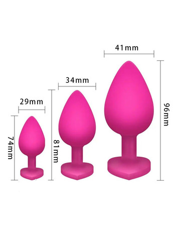 Комплект силиконовых анальных пробок розового цвета с кристаллом S, M, L We Love (294444859)