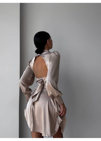 Бежева повсякденний сукня жіноча з відкритою спиною KaraMix однотонна