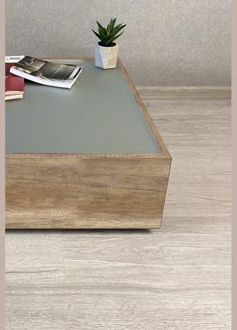 Журнальный столик Satin 640х640х250мм Дуб натуральный + Стекло сатин No Brand Grail (333835247)