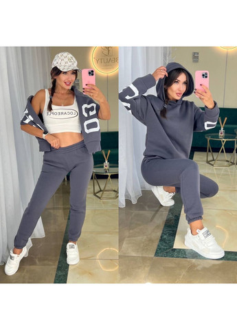 Костюм теплый трехнить на флисе, Chicago, качественный накат, штаны и кофта с капюшоном. Україна (355386291)