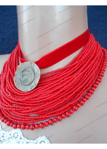 Ожерелье красное короткое с подвеской Пацьоркові мрії (369725123)