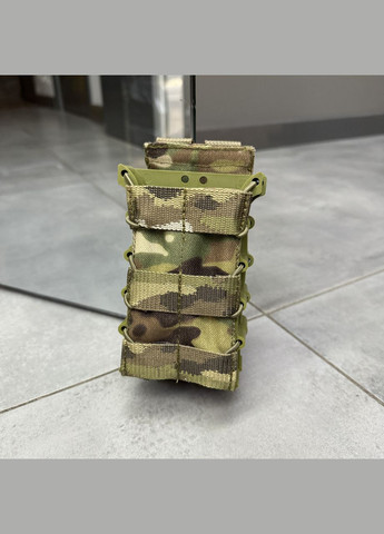 Подсумок под магазины АК, 2 секции, Мультикам, каркасный Олива,, с системой Молли, Cordura, под 2 рожка WinTac (362601583)
