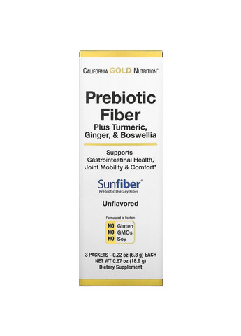 Пробіотики та пребіотики Prebiotic Fiber Plus, 3*6.3 грам California Gold Nutrition (293419856)