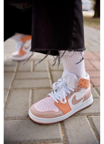 КРОСІВКИ ЖІНОЧІ NIKE AIR JORDAN 1 RETRO ORANGE WHITE BEIGE НАЙК АІР ДЖОРДАН No Brand бежеві демісезони (368855738)
