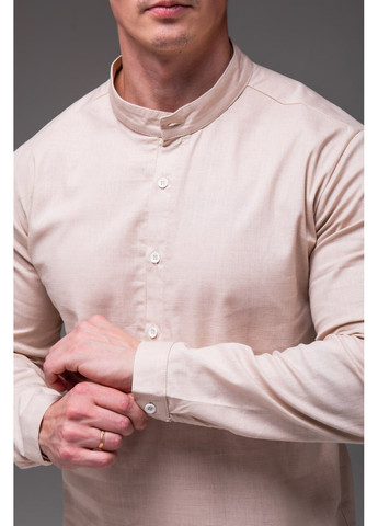 Бежевий літній стильний чоловічий літній комплект із натурального льону з шортами, з сорочкою Vakko