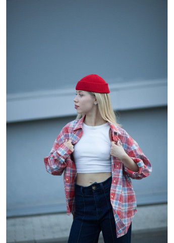 Красная повседневный рубашка в клетку JUGO с длинным рукавом