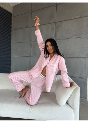 Рожева всесезон жіноча піжама | рожева сорочка + брюки Vital-Textile 1240