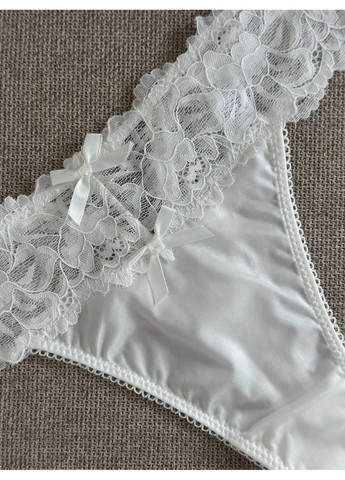 Набор атласных трусиков с кружевом черный белый пудровый / Сет женских атласных трусиков с бантиками и кружевом No Brand (367102140)