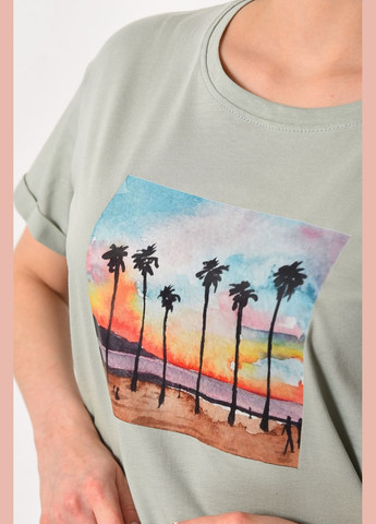 М'ятна літня футболка жіноча м'ятного кольору Let's Shop