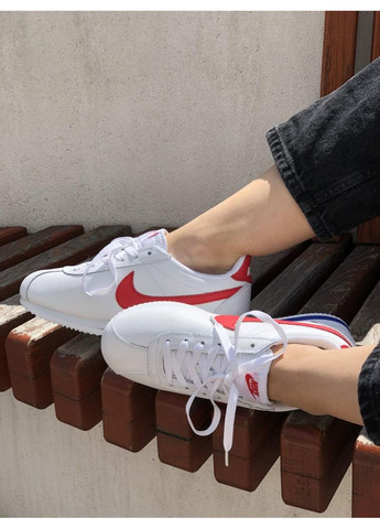 Белые демисезонные кроссовки мужские nike cortez white red найк кортез No Brand