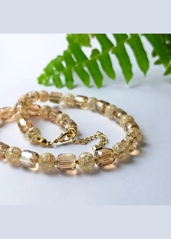 Чокер Чешский Хрусталь Люкс + Сахарный Кварц Шампань, фур-ра гип-ный сплав цвет золото d-7х6мм+- L-38-43см No Brand кварц латунь золото (301086727)