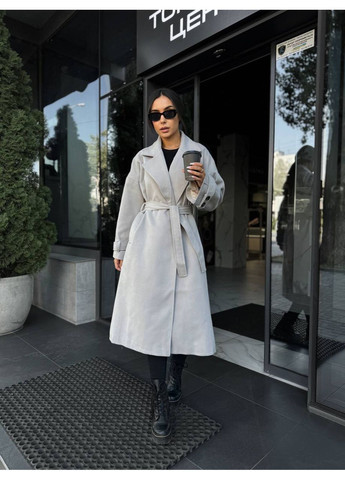 Серое демисезонное Пальто женское кашемировое Style Point