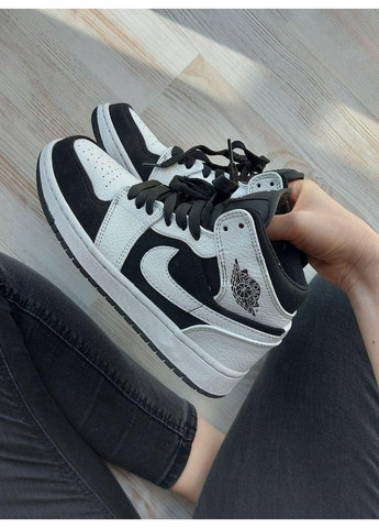 Чорні Осінні кросівки чоловічі nike air jordan 1 mid black white найк аір джордан No Brand