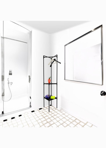 Кутова підлогова полиця у ванну кімнату з вішалкою для плічок Cornetta Broody (300778450)