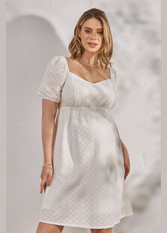 Белое хлопковое нарядное платье для беременных и кормящих белое Юла мама