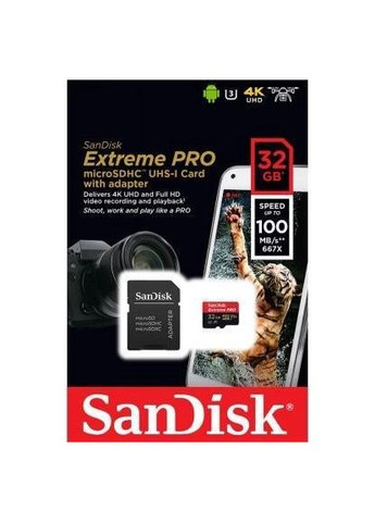 Карточка памяти Extreme Pro 32 GB MicroSD (SDXC) + SD Adapter SanDisk (294205950)