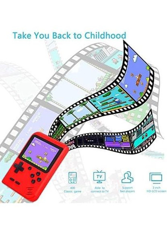 Ретро ігрова консоль з 400 іграми, 3" екран, акумулятор 1020mAh, підключення до ТВ, для двох гравців No Brand (316456059)