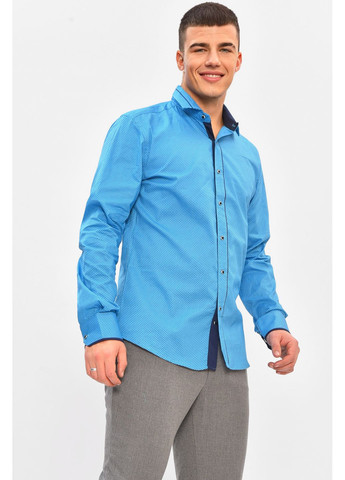 Сорочка чоловіча блакитного кольору з принтом Let's Shop (367180012)