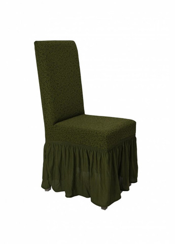 Жаккардовые чехлы на стулья с оборкой (натяжные) набор 6-шт 422 Зёленый Venera (268547703)