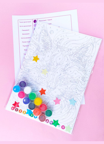 Раскраски по номерам, цифрам антистресс для взрослых Набор №8 карандашами, красками, маркерами 7 шт. А4 No Brand (340461979)