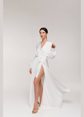 Белое вечернее платье на запах FashionYouWant однотонное