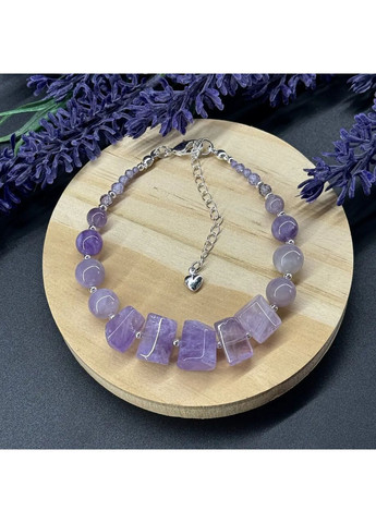 Браслет натуральный Аметист Лавандовый, Циркон, гип-ный сплав цвет серебро d-12-9-8-6-4-3-2мм+- обхват 18-23см No Brand Браслет (362695406)