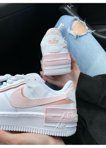 Розовые демисезонные кроссовки мужские nike air force 1 shadow white pink найк аир форс 1 премиум No Brand
