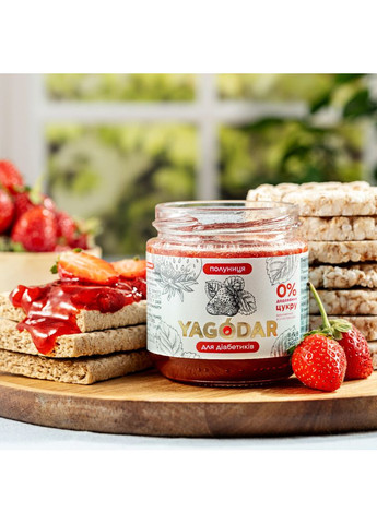 4 Джеми для діабетиків без цукру: полуниця та чорна смородина YAGODAR (309003900)