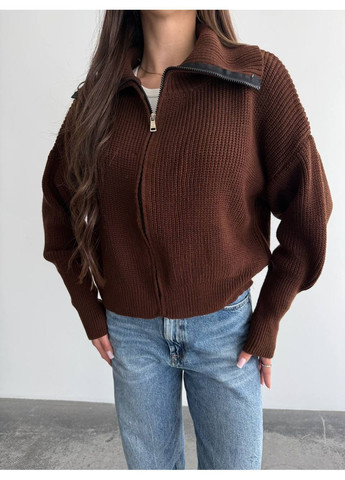 Темно-коричневый женский свитер на молнии Osoblyva