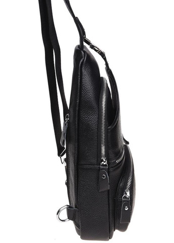Сумка слінг через плече чоловіча з натуральної шкіри для телефону та документів середня Чорний 38879 Borsa Leather (351489084)