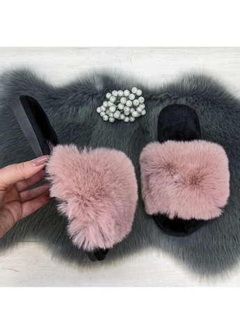 Пудровые тапочки женские домашние меховые Lion
