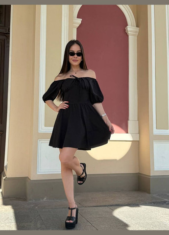 Чорна повсякденний, кежуал жіноча чорна сукня No Brand однотонна