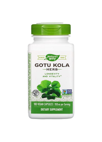 Натуральная добавка Gotu Kola Herb 950 mg, 180 вегакапсул Nature's Way (293417666)