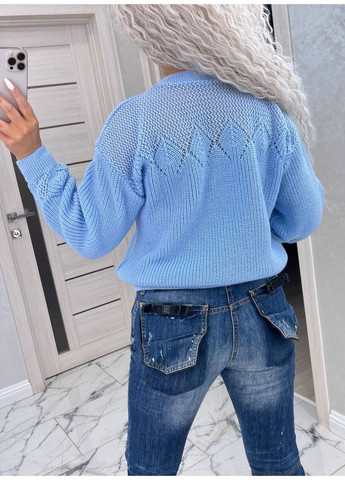 Голубой демисезонный женский свитер джемпер No Brand