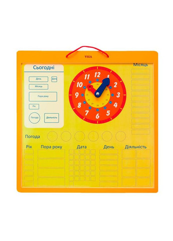 Магнитный календарь с часами на украинском языке (50377U) Viga Toys (331173860)