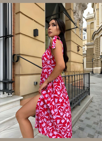 Летний женский женский летний яркий сарафан яркое платье штапель красное Україна