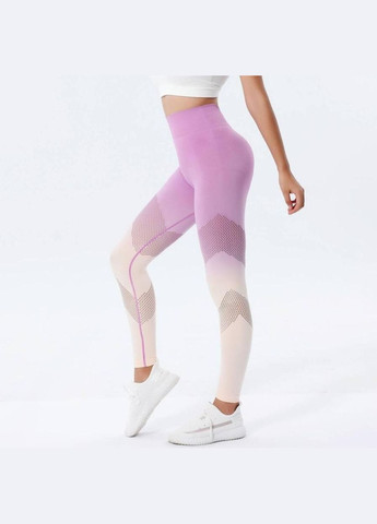 Легінси з градієнтом та перфорацією фіолетово-жовтого кольору, розмір L Trends (330756787)