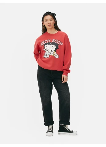 Красный свитшот флис,красный с принтом, Primark (368151616)