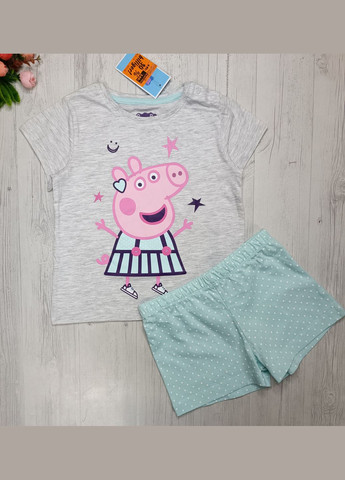 Сіра всесезон піжама літня для дівчинки футболка + шорти Lupilu