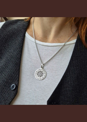 Срібна підвіска кулон оберіг Рунічне Коло Арманічний футарк Коловрат срібло 925 проби Чорнене 89062ч No Brand (313103489)