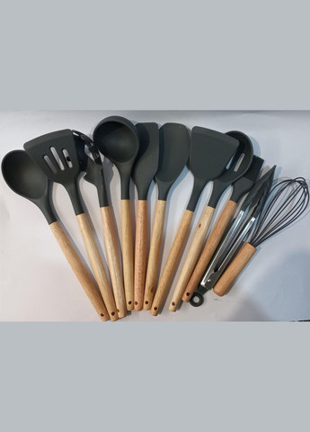 Силіконовий кухонний набір Kitchen Dining P-0399 темно-сірі 12 предметів No Brand (300232545)