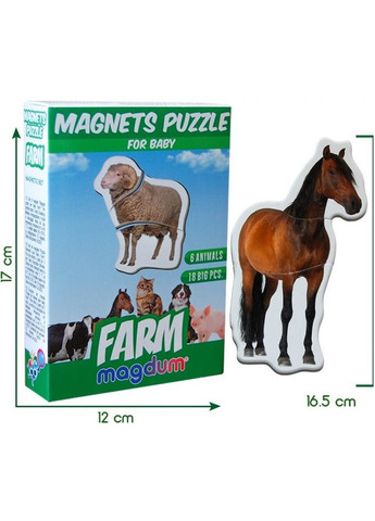 Магнитные пазлы "Ферма" ML4031-19 EN, 18 крупных магнитов No Brand (333943259)