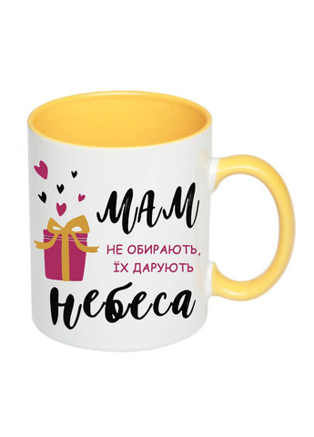 Чашка з принтом "Мам не обирають, їх дарують небеса" 330мл (колір жовтий) (19134) No Brand (312487352)