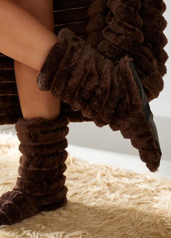 Теплый женский халат миди с капюшоном и сапожками полированная махра Selim-tekstil (356518134)