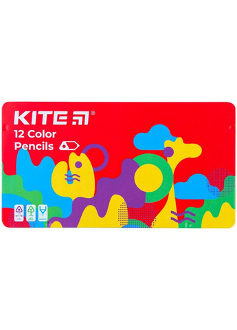 Карандаши цветные трехгранные 12 шт.,в металическом пенале Fantasy K22-058-2 Kite (283038789)
