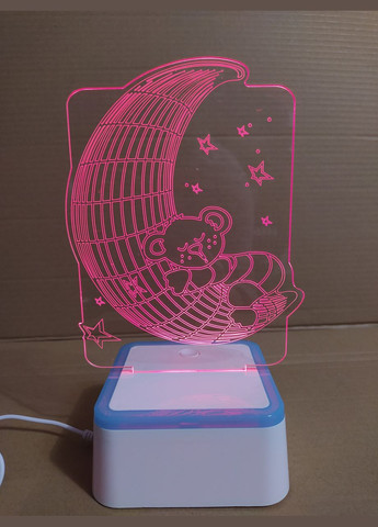 Нічник 3D світильник 3д Ведмедик на Місяці No Brand (342064458)