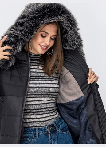 Чорна зимня зимова куртка з вшитим капюшоном і знімним хутром Dressa