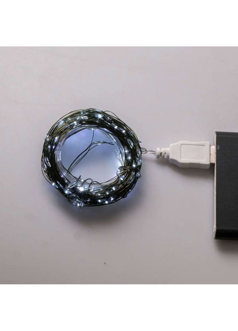 Гирлянда роса 10 метров USB на 100 led светодиодов капля белый провод белая Jooki (362672757)